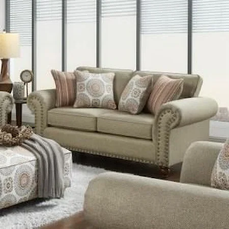 Transitional Loveseat with Nailhead Trim